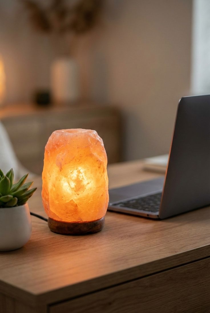Natural Himalayan Salt Lamp – Handcrafted LED Crystal Night Light for Home & Office