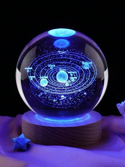 3D LED Moon Lamp – Rechargeable Touch Control Night Light with Wooden Stand | 16 Colors