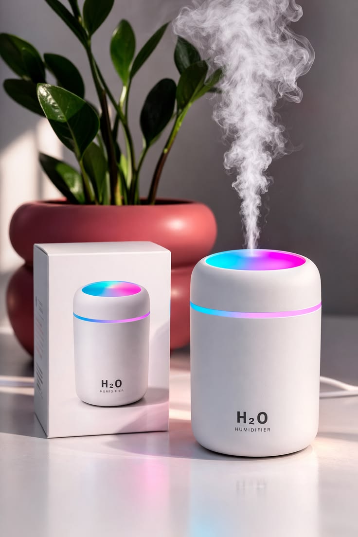 Ultrasonic Air Humidifier & Essential Oil Diffuser – Cool Mist LED Aroma Humidifier for Bedroom, Office & Home