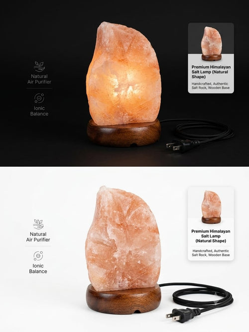 Natural Himalayan Salt Lamp – Handcrafted LED Crystal Night Light for Home & Office