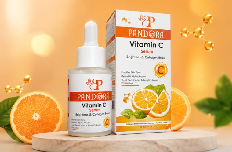 New Pandora Vitamin C Serum | Brightening Face Serum for Glowing Skin & Collagen Support (30ml)
