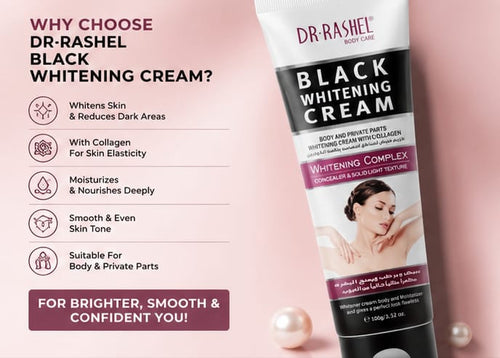 Dr. Rashel Black Whitening Cream with Collagen | Skin Brightening & Moisturizing Cream for Body and Private Areas