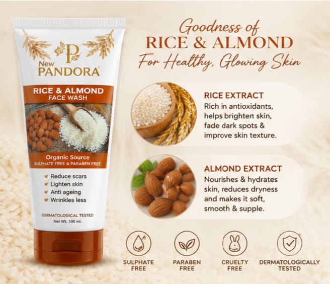 New Pandora Rice & Almond Face Wash | Organic Brightening & Deep Cleansing Face Cleanser