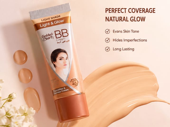 Golden Pearls BB Cream Light & Glow (Light Shade) – SPF 40 Foundation & Fairness Cream | Instant Natural Makeup Finish