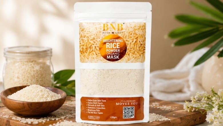BNB Organic Face Mask Powder – Rice, Vitamin C, Tea Tree & Saffron | Natural Skin Brightening & Deep Cleansing
