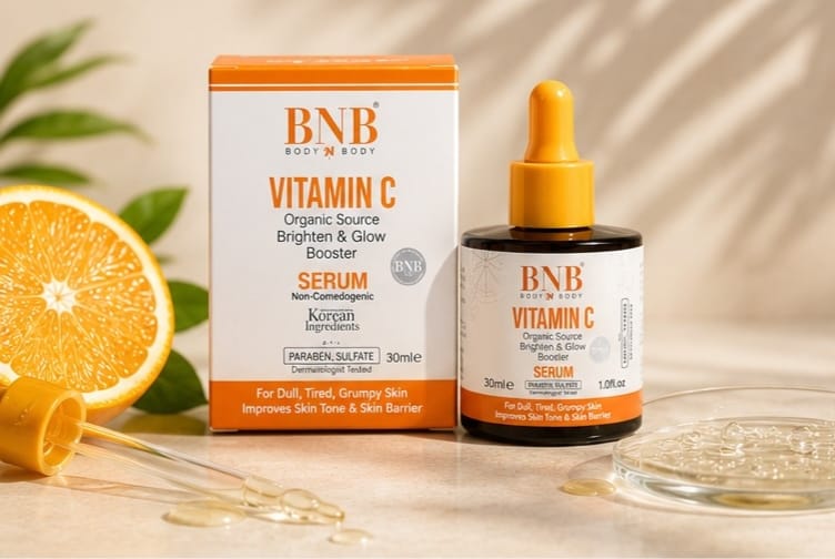 BNB Organic Face Serum – Rice Extract, Vitamin C & Tea Tree | Brightening, Hydrating & Acne Control Serum (30ml)