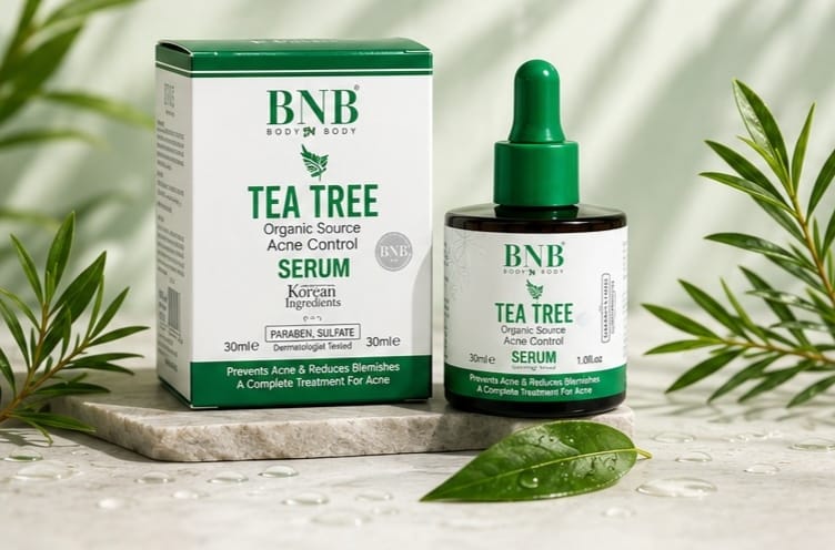 BNB Organic Face Serum – Rice Extract, Vitamin C & Tea Tree | Brightening, Hydrating & Acne Control Serum (30ml)