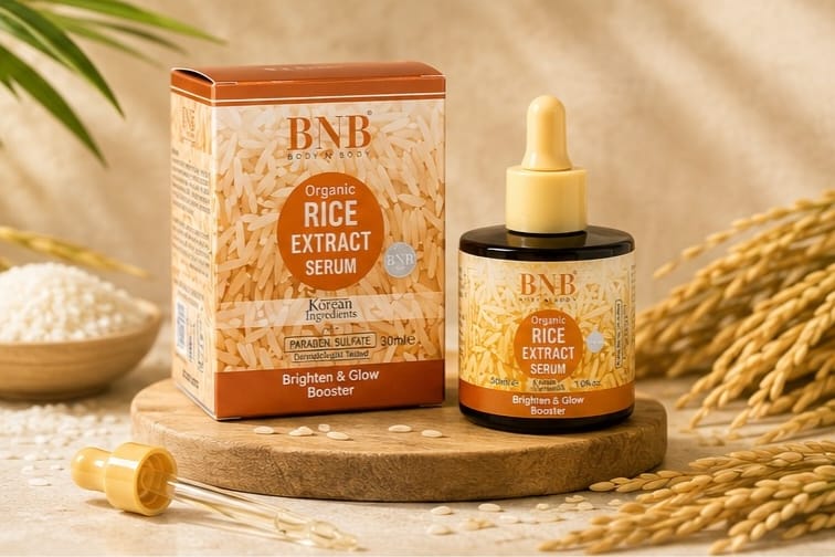 BNB Organic Face Serum – Rice Extract, Vitamin C & Tea Tree | Brightening, Hydrating & Acne Control Serum (30ml)