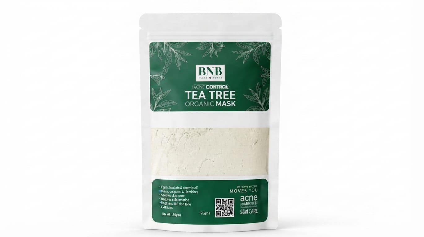 BNB Organic Face Mask Powder – Rice, Vitamin C, Tea Tree & Saffron | Natural Skin Brightening & Deep Cleansing