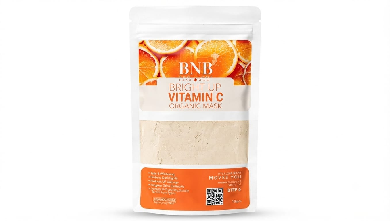 BNB Organic Face Mask Powder – Rice, Vitamin C, Tea Tree & Saffron | Natural Skin Brightening & Deep Cleansing