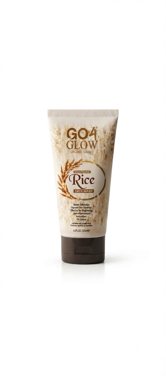 GO4 Glow Rice Brightening Face Wash 120ml – Organic Rice Extract Cleanser for Glowing, Hydrated & Oil-Free Skin