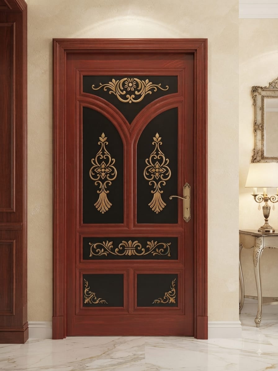 Elegant Decorative Fiber Door – Premium Wooden Finish & Classic Design