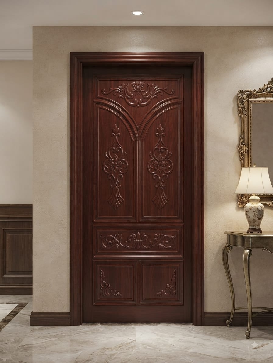 Premium Classic Wooden-Finish Fiber Door – Elegant Designer Door 🚪✨