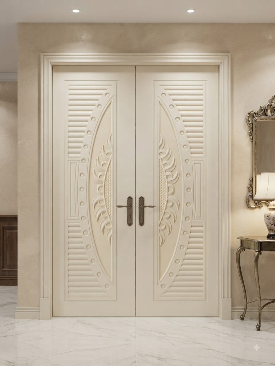 Premium White Double Fiber Door – Elegant Designer Door 🚪✨