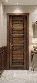 Modern Wooden-Finish Fiber Door – Elegant Panel Design 🚪✨