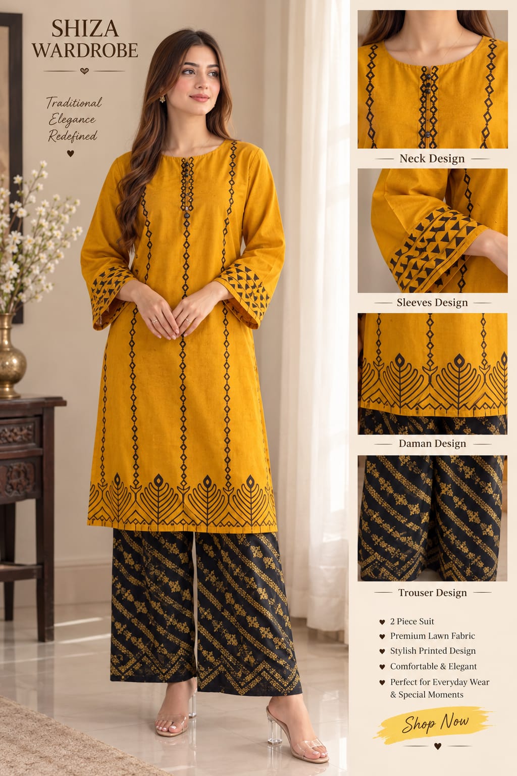 🌸 Shiza Wardrobe Premium Lawn 2-Piece Suit ✨