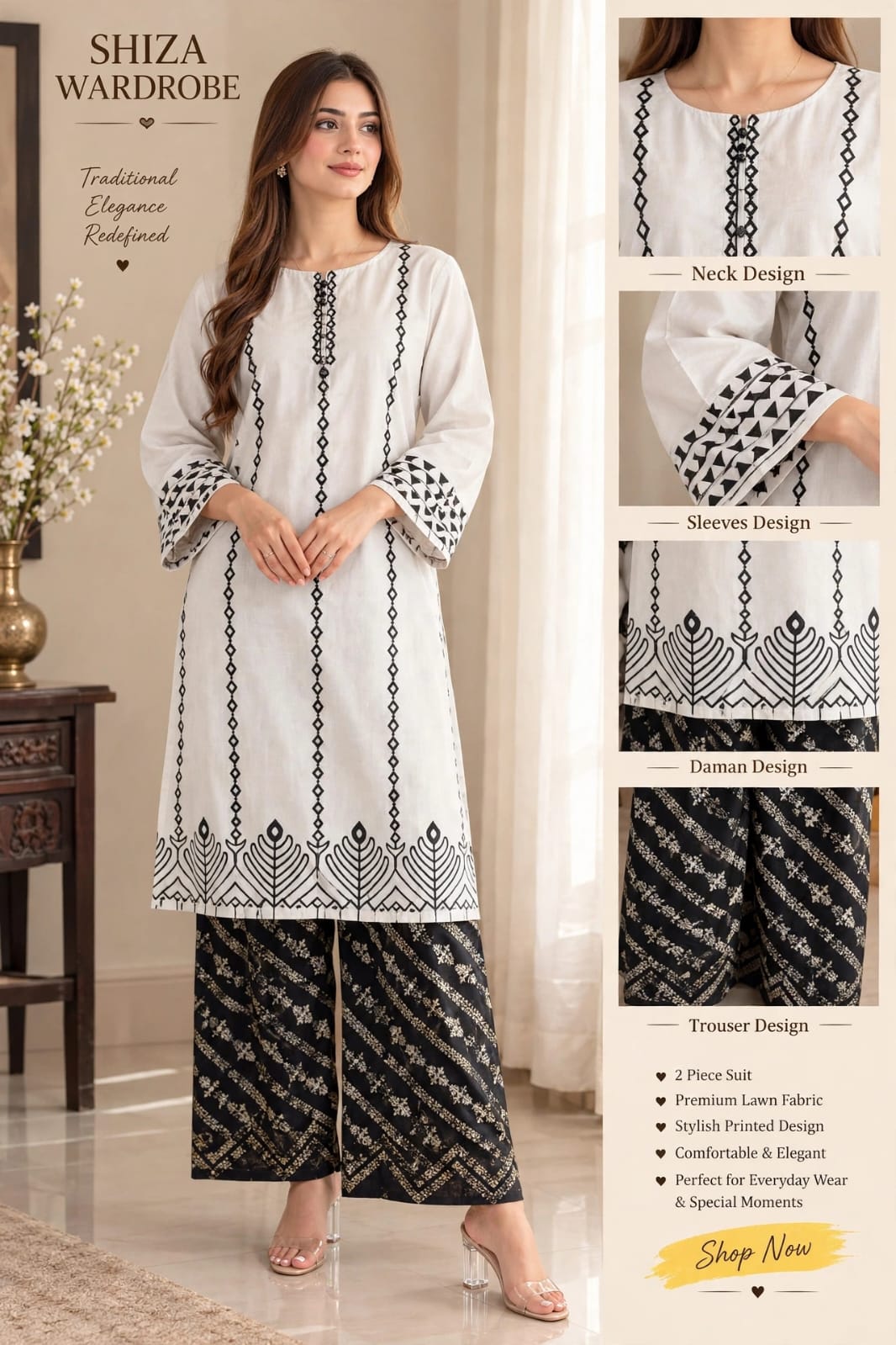 🌸 Shiza Wardrobe Premium Lawn 2-Piece Suit ✨