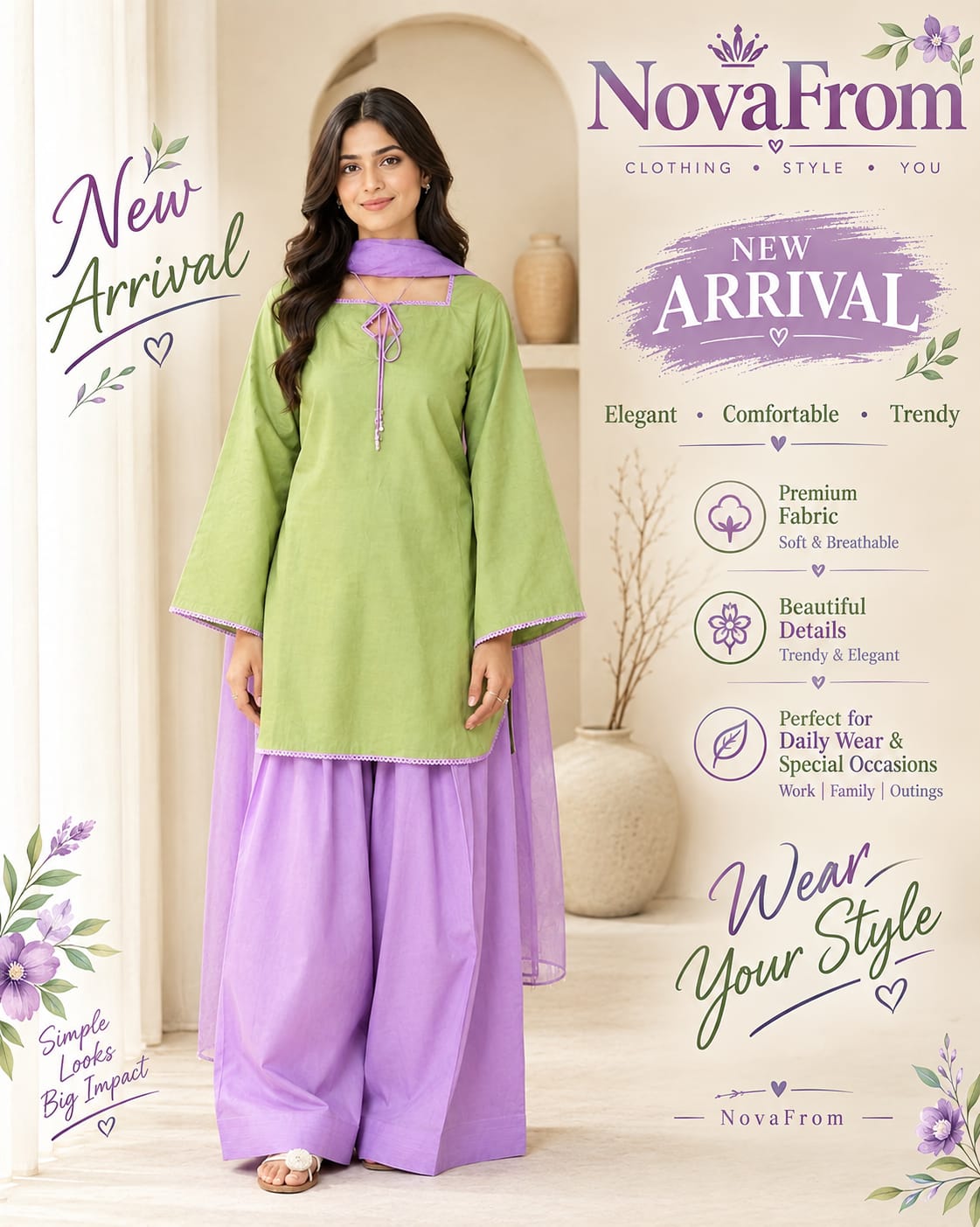 **Parrot & Purple Elegance 💚💜**