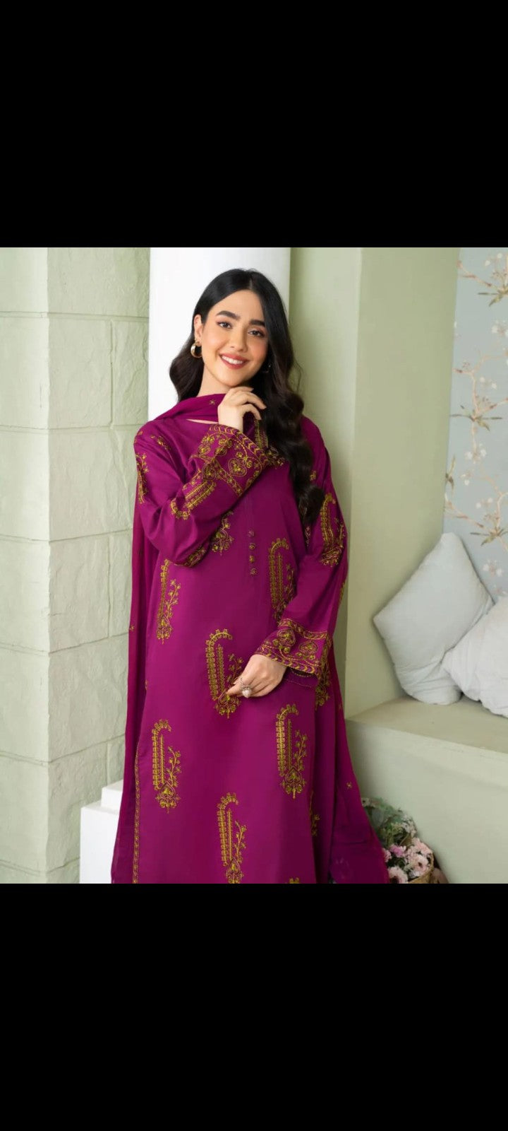 Royal Plum Embroidered 3-Piece Suit ✨ | Elegant & Graceful Look 🌸