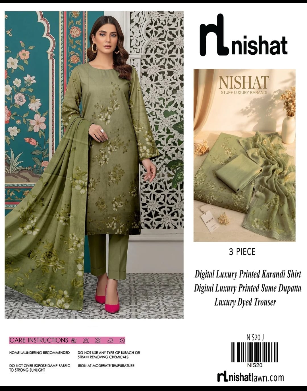 Nishat Luxury Karandi 3-Piece Unstitched Collection – Digital Printed Shirt, Dupatta & Dyed Trouser