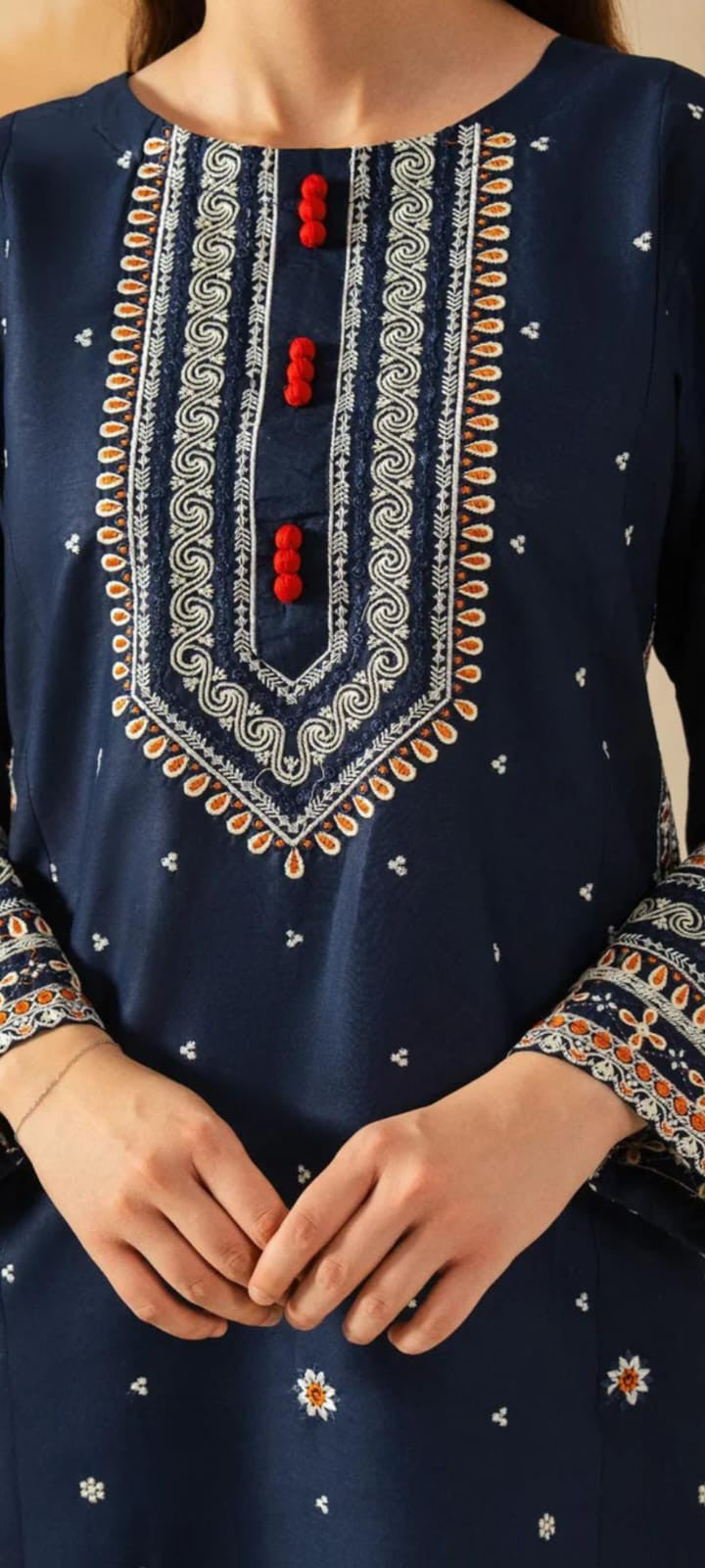 Title: 💙 Royal Navy Blue Embroidered 3-Piece Suit ✨