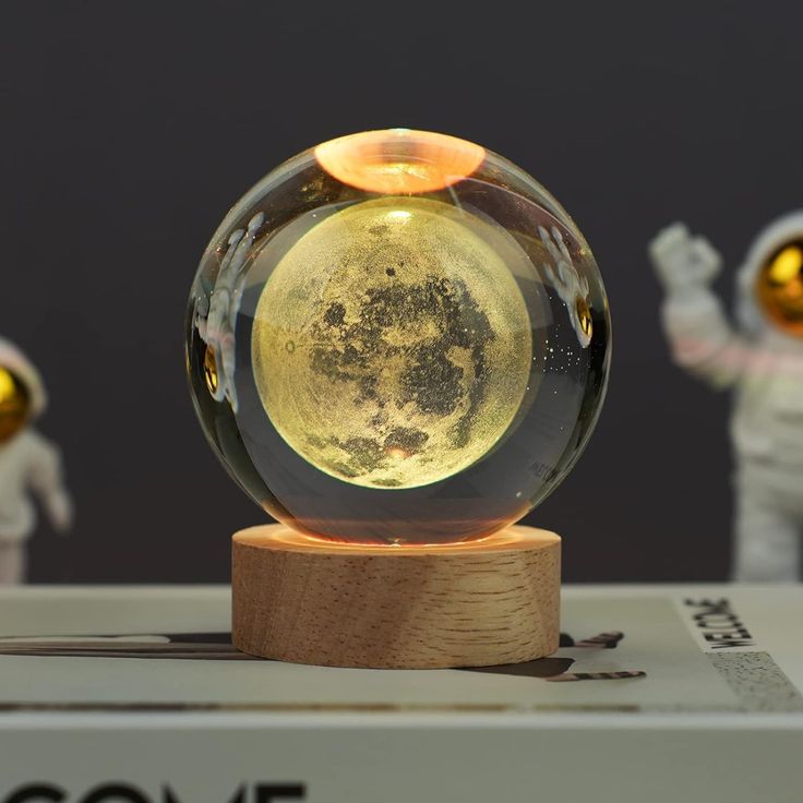 3D LED Moon Lamp – Rechargeable Touch Control Night Light with Wooden Stand | 16 Colors