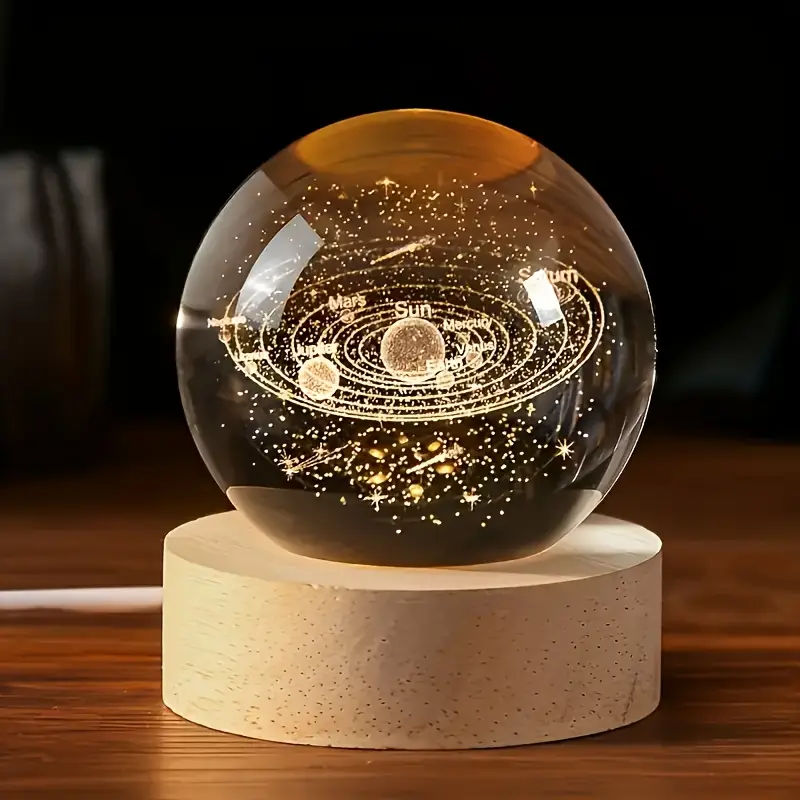 3D LED Moon Lamp – Rechargeable Touch Control Night Light with Wooden Stand | 16 Colors