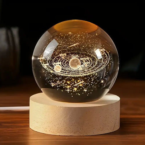 3D LED Moon Lamp – Rechargeable Touch Control Night Light with Wooden Stand | 16 Colors
